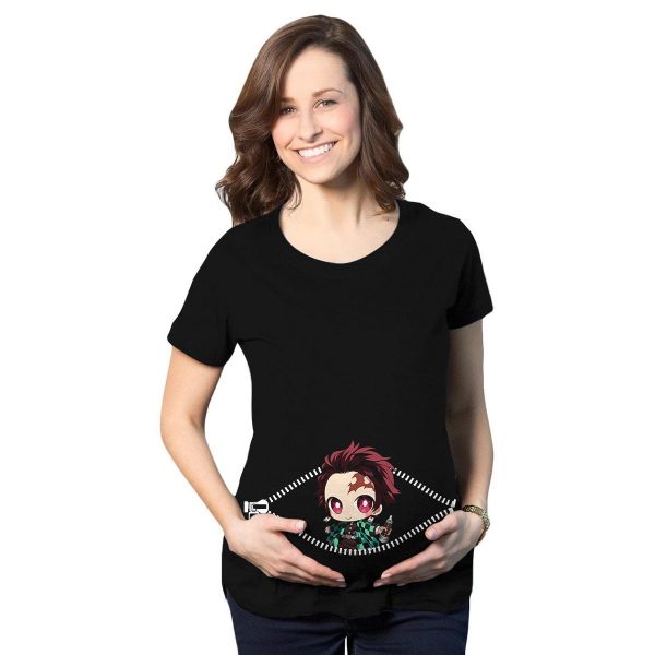 Chibi Tanjiro Peeking Maternity T-Shirt Official Demon Slayer Merch