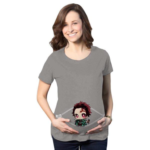 Chibi Tanjiro Peeking Maternity T-Shirt Official Demon Slayer Merch