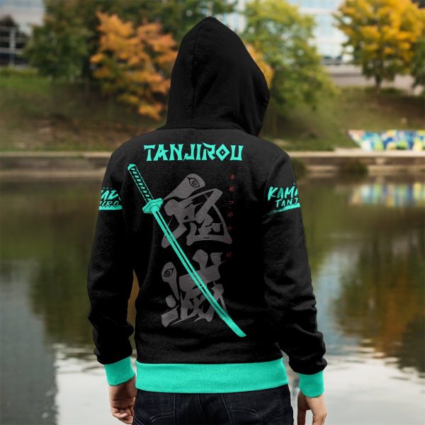 Tanjiro Style Unisex Zipped Hoodie Official Demon Slayer Merch