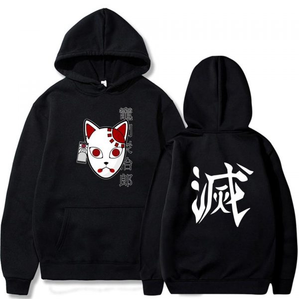 Demon Slayer Hoodie  Tanjiro Mask & Hanafuda Black / XS Official Demon Slayer Merch