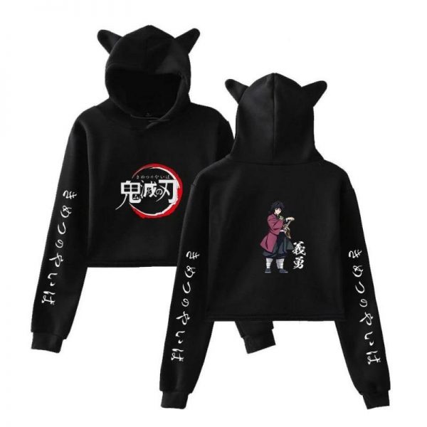 Demon Slayer Crop Top Hoodie  Giyu Tomioka Black / XS Official Demon Slayer Merch