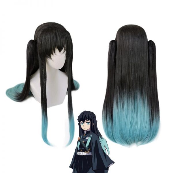 Demon Slayer Cosplay Muichiro Tokito Wig With Ponytails Official Demon Slayer Merch