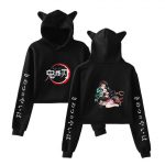 Demon Slayer Crop Top Hoodie  Tanjiro Protecting Nezuko Black / XS Official Demon Slayer Merch