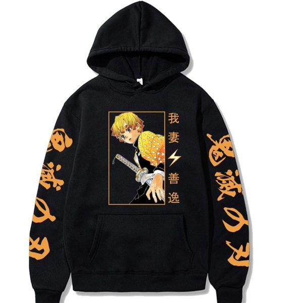 Anime Demon Slayer Hoodies Agatsuma Zenitsu Printed Men s Sweatshirt Harajuku Streetwear Casual Unisex Pullover - Demon Slayer Shop