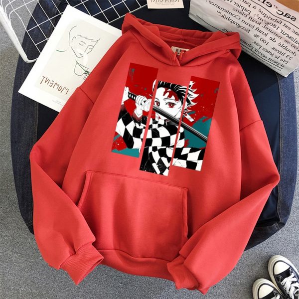 Demon Slayer Anime Tanjiro and Nezuko Hoodie Sweatshirt Women Korean Kpop Street Style Sweatshirt girl Streetwear 2 - Demon Slayer Shop