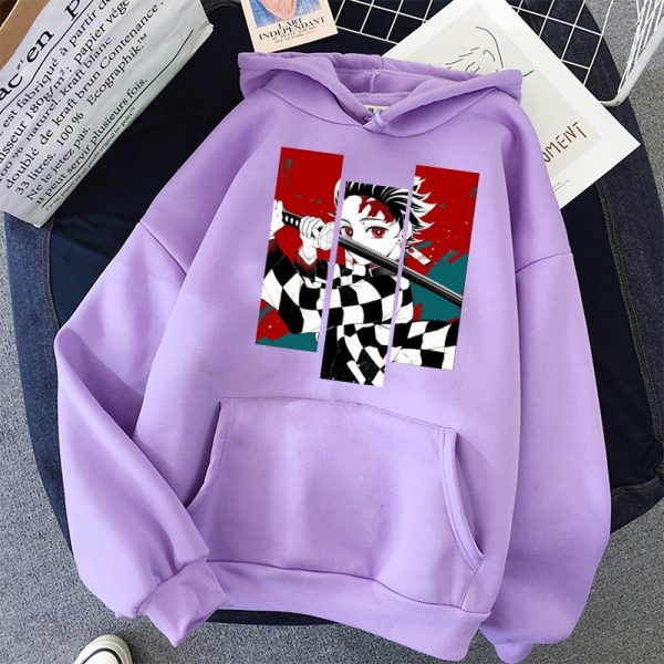 Demon Slayer Anime Tanjiro and Nezuko Hoodie Sweatshirt Women Korean Kpop Street Style Sweatshirt girl Streetwear - Demon Slayer Shop