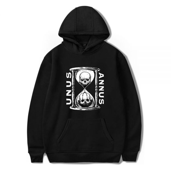 Unus Annus Hoodies - Unus Annus Black And White Casual Pullover Hoodie