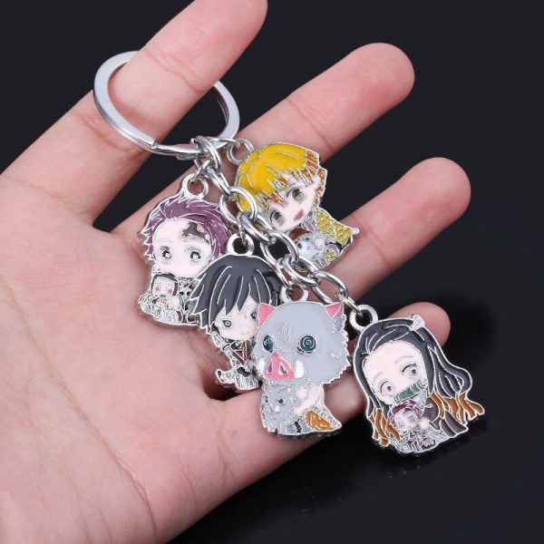 2020 Anime Demon Slayer Metal Keychain Kimetsu no Yaiba Tanjirou Nezuko Agatsuma Zenitsu Figure Pendant Keyring 1 - Demon Slayer Shop