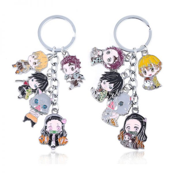 2020 Anime Demon Slayer Metal Keychain Kimetsu no Yaiba Tanjirou Nezuko Agatsuma Zenitsu Figure Pendant Keyring 2 - Demon Slayer Shop