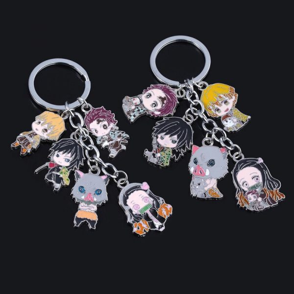 2020 Anime Demon Slayer Metal Keychain Kimetsu no Yaiba Tanjirou Nezuko Agatsuma Zenitsu Figure Pendant Keyring 3 - Demon Slayer Shop