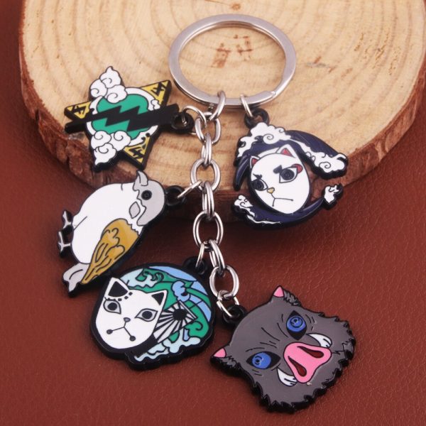 2020 Anime Demon Slayer Metal Keychain Kimetsu no Yaiba Tanjirou Nezuko Agatsuma Zenitsu Figure Pendant Keyring 4 - Demon Slayer Shop