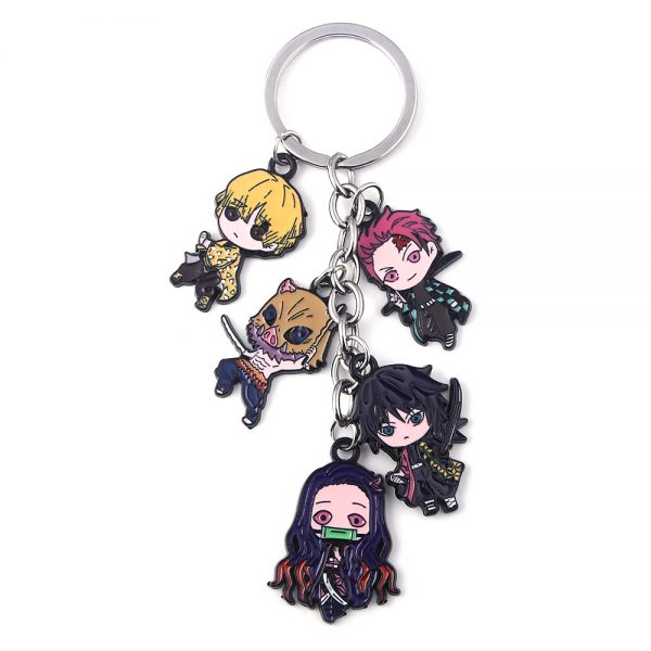 2020 Anime Demon Slayer Metal Keychain Kimetsu no Yaiba Tanjirou Nezuko Agatsuma Zenitsu Figure Pendant Keyring 5 - Demon Slayer Shop