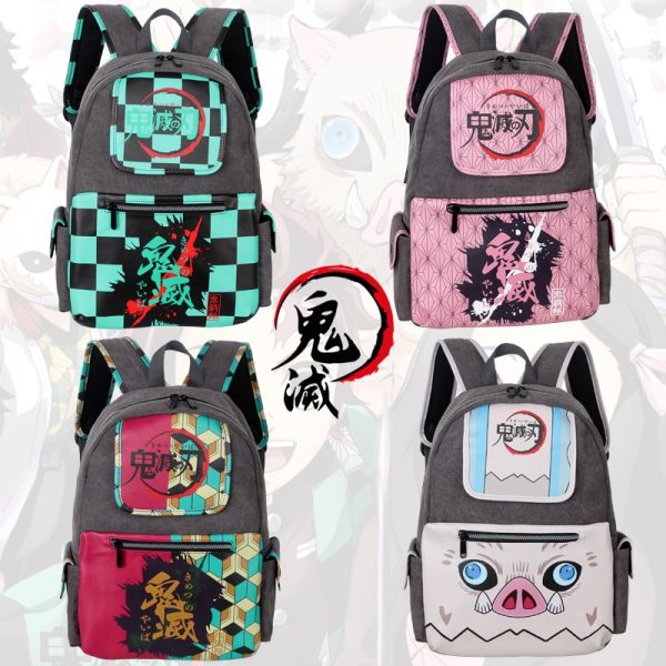 Anime Demon Slayer Backpack Cosplay Hashibira Inosuke Knapsack Tomioka Giyuu Student Fashion Computer Schoolbag 1 - Demon Slayer Shop