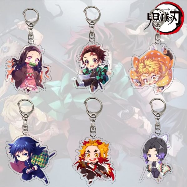 Anime Demon Slayer Keychain Acrylic Kimetsu no Yaiba Blade of Ghost Keychains Key Chain Keyring Jewelry - Demon Slayer Shop