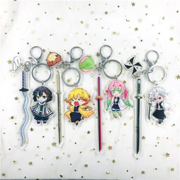 Anime Keychains Demon Slayer Sword Man Car Accessories Keychain Kimetsu No Yaiba Acrylic Bag Pendant Key 1 - Demon Slayer Shop