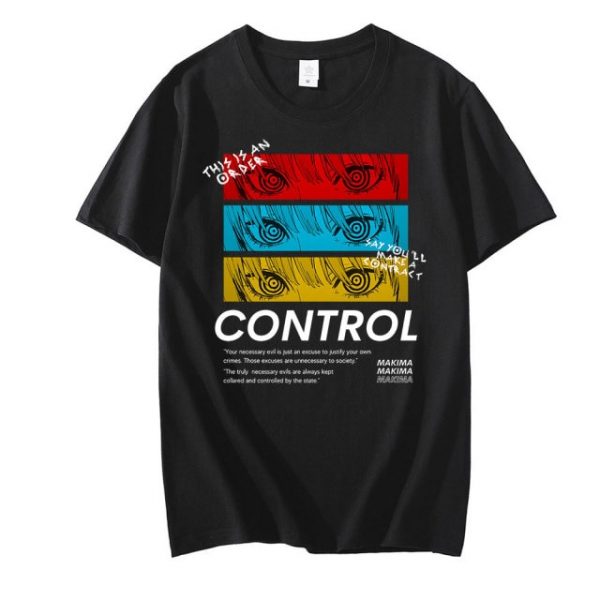 Chainsaw Man CONTROL T Shirt Men Graphic Print Tees Tops Men Women Oversized Short Sleeve - Demon Slayer Shop